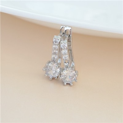 Серьги ювелирная бижутерия, покрытие посеребрение, вставка: фианиты, цвет: прозрачный, арт.213.596