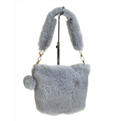 Женская сумка из искусственного меха, цвет светло серый