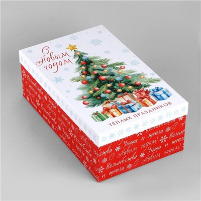 Коробка новогодняя подарочная «Тёплых праздников», 32.5×20×12.5 см