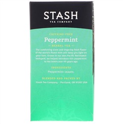 Stash Tea, Herbal Tea, Peppermint, Caffeine Free, 20 Tea Bags, 0.7 oz (20 g)