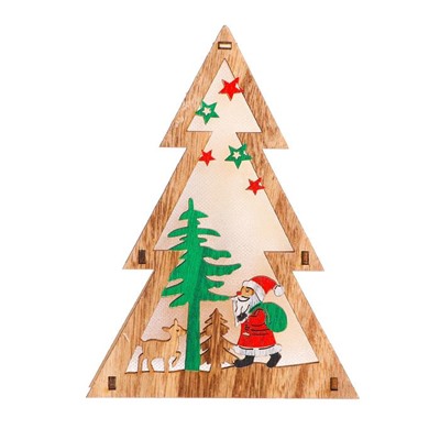 Световой декор «Ёлка и дед мороз», настольный, 15×11×2 см