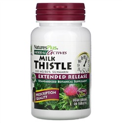 Nature's Plus, Herbal Actives, расторопша, с замедленным высвобождением, 500 мг, 30 таблеток