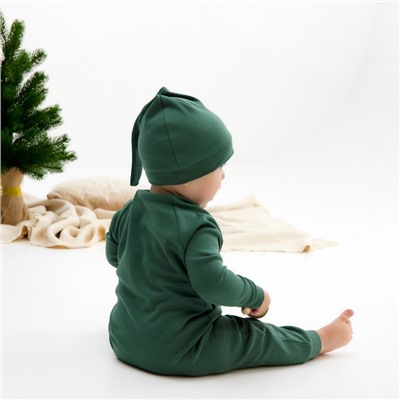 Комбинезон детский с шапочкой «Крошка Я. Еловые веточки», рост 86-92 см, зелёный