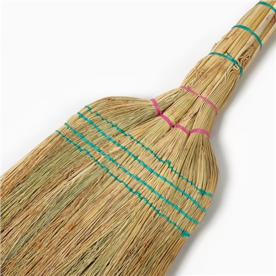 Веник для уборки Шафран «Сорго», 4-х прошивной, четырёхлучевой, ручная работа, 90-95 см