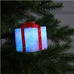 Светодиодная фигура «Подарок белый» 8 см, пластик, батарейки AG13×3 (в комплекте), свечение мульти (RGB)