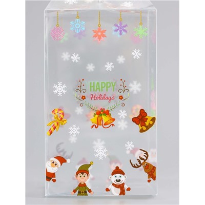 Коробка подарочная новогодняя складная ПВХ «Веселый Дед Мороз» 6×6×10 см