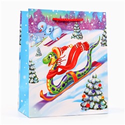 Пакет новогодний подарочный ламинированный «Наперегонки», упаковка, 18×22.3×10 см