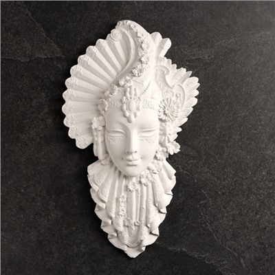 Венецианская маска «Девушка», панно под роспись, гипс, 30 см