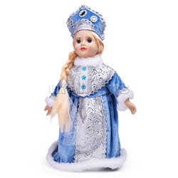 Кукла декоративная Снегурочка, на опоре (тело, руки и ноги -мягконабивные, голова и кисти- керамические) / 17,5x20,5x32см арт.92350