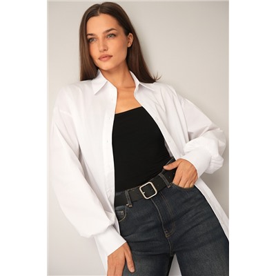 Женская удлиненная рубашка оверсайз с широкими рукавами Happyfox