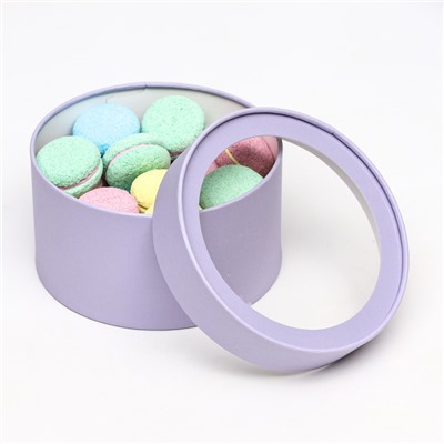 Набор 2 в 1 круглых коробок «Бледно-фиолетовый» с окном, 21×11 - 18×10 см