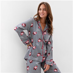 Пижама новогодняя женская (рубашка, брюки) KAFTAN «Дед мороз», размер 40-42