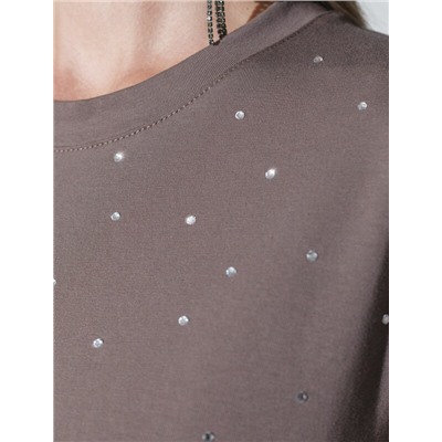 Нарядная футболка с принтом фольгой из премиального хлопка с эластаном