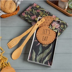 Кухонный набор «Этель» Happy moment: полотенце, подставки, деревянная ложка, деревянная лопатка