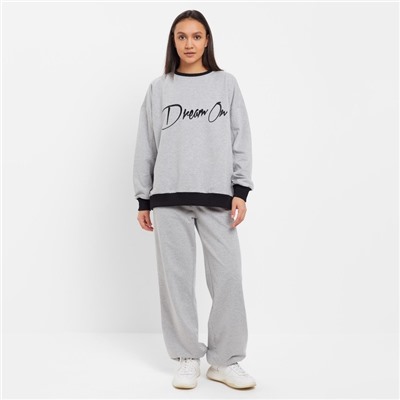 Костюм женский (свитшот, брюки) MINAKU: Casual Collection, размер 42, серый