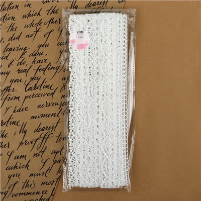 Кружево гипюровое, 25 мм, 6.8±0.5 м, белое