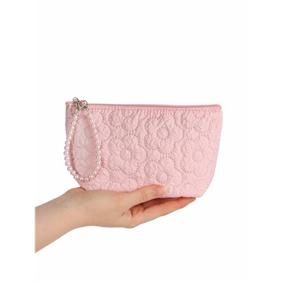 Косметичка женская «Цветочки», на молнии, ручка из бусин, розовая