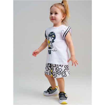 Комплект детский трикотажный для девочек: фуфайка (футболка), шорты