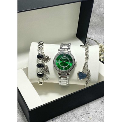 Подарочный набор для женщин часы, 2 браслета + коробка #22853038