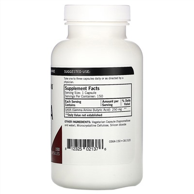 Kirkman Labs, ГАМК, 250 мг, 150 капсул