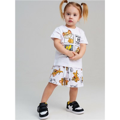 Комплект детский трикотажный для девочек: фуфайка (футболка), шорты