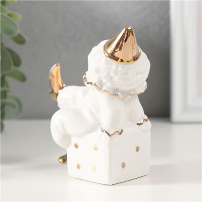 Фигурка керамика «Клоун на игральном кубике», белый с золотом, стразы, 4.4×7×9.5 см