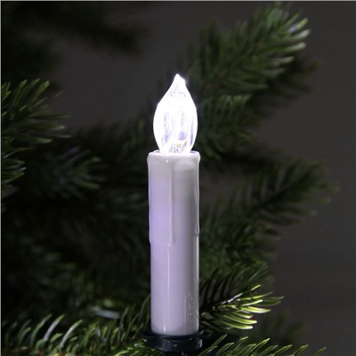 Светодиодные свечи на прищепках 10 см, 10 штук, от батареек ААх1, пульт ДУ, свечение белое