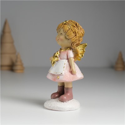 Фигурка полистоун «Ангелочек в розовом платье и белом фартуке», 6.5×5×12.5 см, МИКС