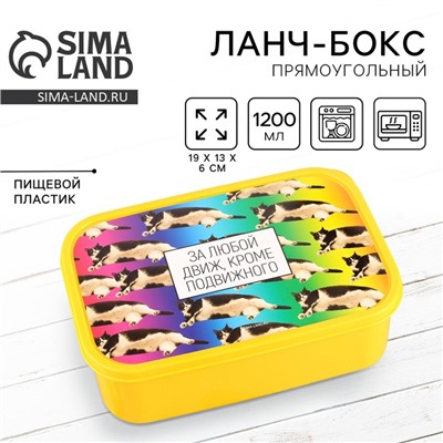 Ланч - бокс прямоугольный «За любой движ, кроме подвижного», 1200 мл