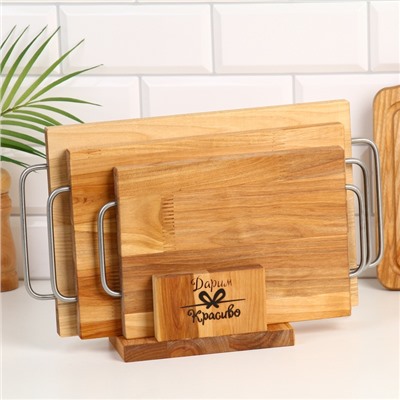 УЦЕНКА Набор досок разделочных «Прямоугольник», металлические ручки, 39×23×2 см, 33×20×1.8 см, 28×18 см