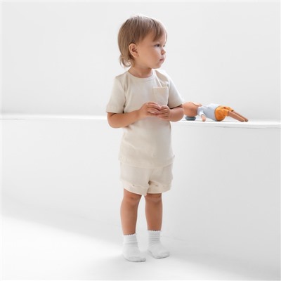 Комплект детский: футболка и шорты MINAKU, рост 62-68 см, молочный