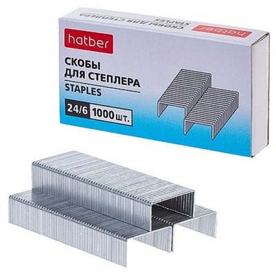 Скобы №24/6 1000шт оцинкованные 6мм SS_090110 Хатбер