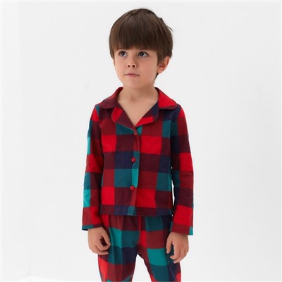 Пижама детская новогодняя (рубашка и брюки) KAFTAN Xmas mood, размер 30 (98-104 см), красно-зелёная