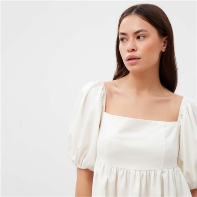 Платье с объёмными рукавами мини женское MIST Summer time, белое, размер 46