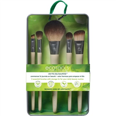 EcoTools, набор кистей «Начни день красиво», набор из 5 предметов и футляр для хранения