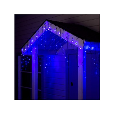Гирлянда «Бахрома» 4×0.6 м, IP44, тёмная нить, 180 LED, свечение синее, 8 режимов, 220 В