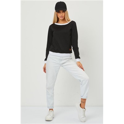 Кофта лодочка женская с округлым вырезом (Черный)