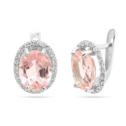 Серьги из серебра морганит кварц, СПН02308