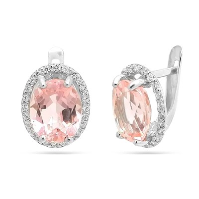 Серьги из серебра морганит кварц, СПН02308