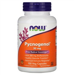 Now Foods, Pycnogenol, пикногенол, 30 мг, 150 вегетарианских капсул