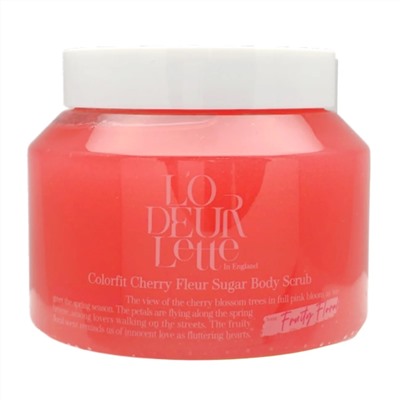 LODEURLETTE Сахарный скраб для тела с ароматом цветка вишни / In England Colorfit Cherry Fleur Sugar Scrub, 500 г 24051