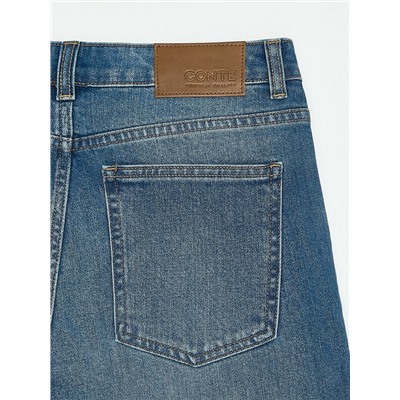 Актуальная коллекция CONTE CON-812 Синие джинсы straight с эффектом потёртостей