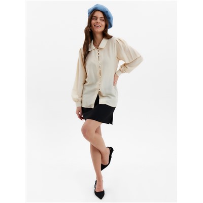 Блузка на пуговицах женская MINAKU: Enjoy, размер 52, цвет молочный