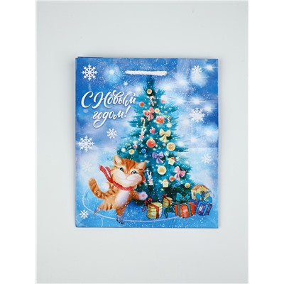 УЦЕНКА Пакет подарочный ламинированный новогодний «Новый год», ML 21×25×8 см, МИКС