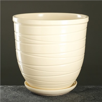 Горшок для цветов «Туман», 5 л, d=21 см, h=20 см, керамический, с поддоном