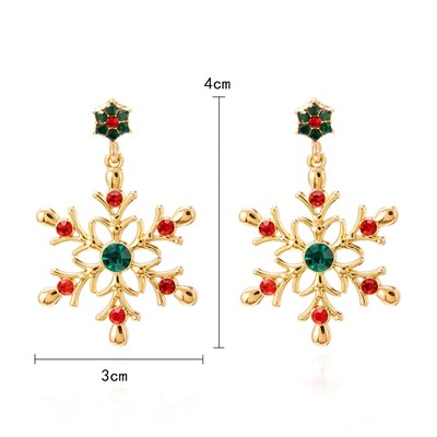 Серьги-снежинки 4 см. Цвет: Золото и Цветные кристаллы