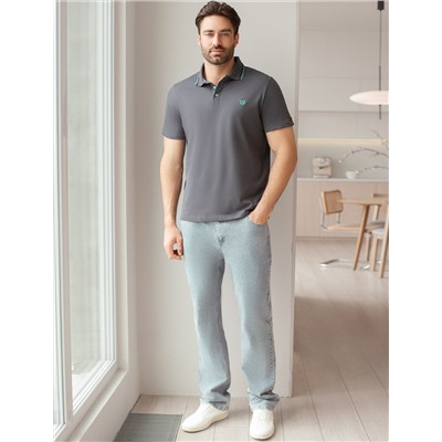 Футболка-поло из фактурного трикотажа