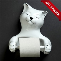 Держатель для туалетной бумаги «Кошка», 26×23×14 см, белый