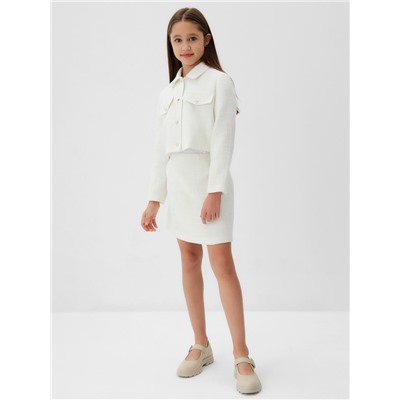 Комплект для девочки (жакет и юбка) MINAKU: PartyDress, белый, рост 128 см
