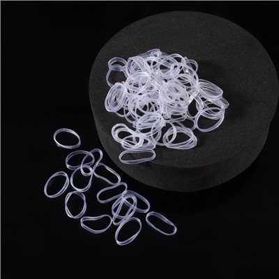 Силиконовые резинки для волос, набор - 800 (± 50) шт., d=1.3 см, 50 г, прозрачная